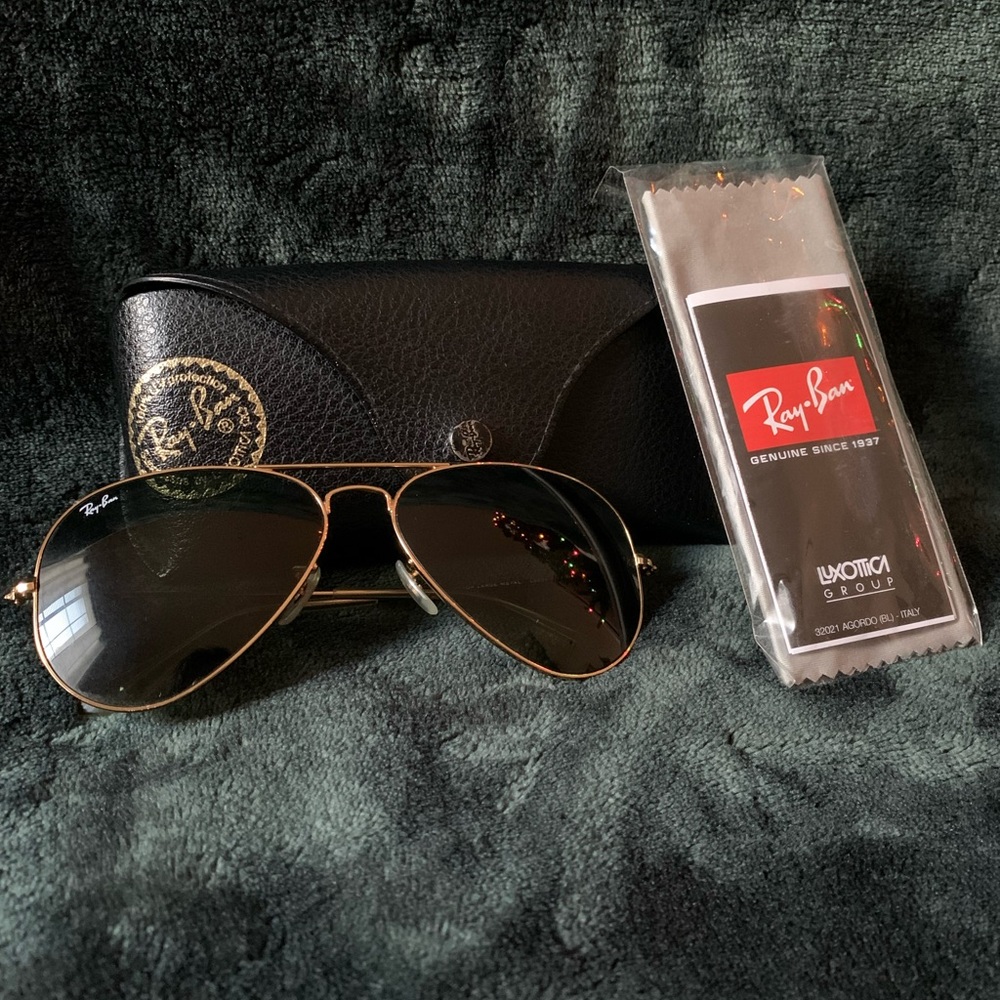 Ray Ban Aviator Classic Sunglasses Gold/Green